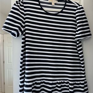 Michael Kors Black and White Striped Shirt